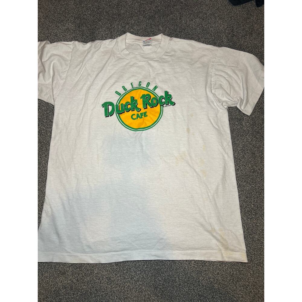 Vintage 90s single stitched made in USA Oregon duck rock cafe white size xl